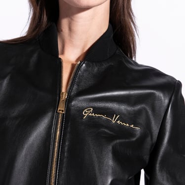 VERSACE Black Leather Bomber Jacket (Sz. 42)