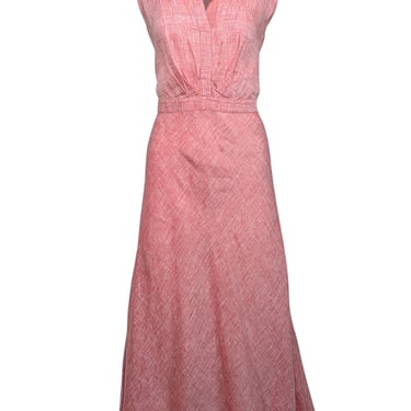 Lafayette 148 - Pink Linen Sleeveless Midi Dress Sz 12