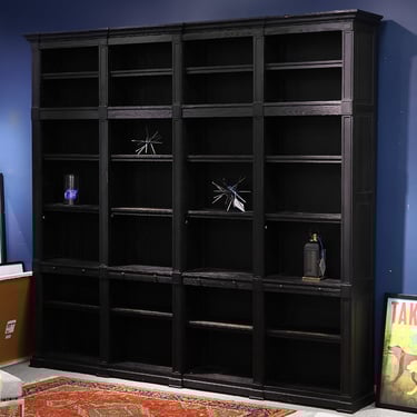 Restoration Hardware Library Bookcase Wall Unit in Black Finish Oak