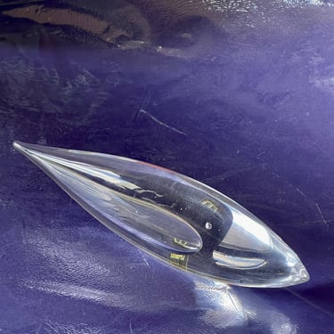 Vintage Signed Modern Clear Glass Fish Signed Kosta Sweden 