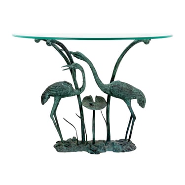 Bronze Crane Console with Glass Top