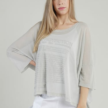 Oversized Mesh Short Sleeve Top in PLAIN GREY Only