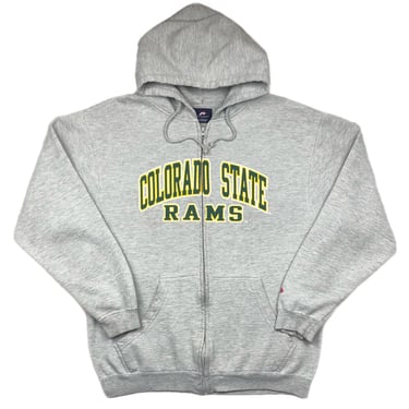 Vintage 90s Pro Player Colorado State University Rams Full Zip Hoodie Sweatshirt Size Large 