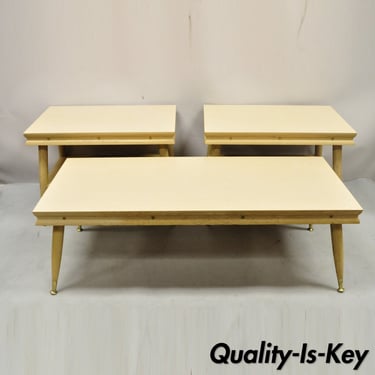 Mid Century Modern Atomic Era Laminate &amp; Wood Coffee Table Set - 3 pc Set