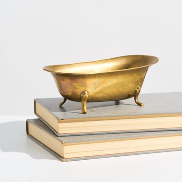 Vintage Brass Clawfoot Bathtub // Small Bathroom Soap Dish or Unique Catchall Bowl // Elegant Gold Miniature Solid Brass Tub 