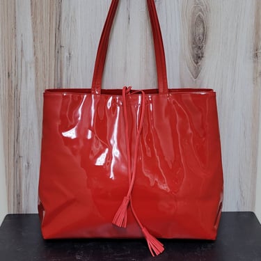 Vintage Ferragamo Tote Bag - Red Patent Leather Includes Dust Bag 