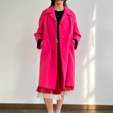 Bright Pink Wool Coat (L)