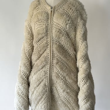 70s chunky knit shaggy jacket