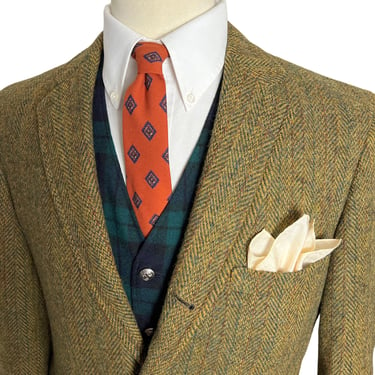 Vintage 1960s HARRIS TWEED 3 Roll 2 Wool Sport Coat ~ size 40 Short ~ sack jacket / blazer ~ Preppy / Ivy League / Trad ~ Herringbone 
