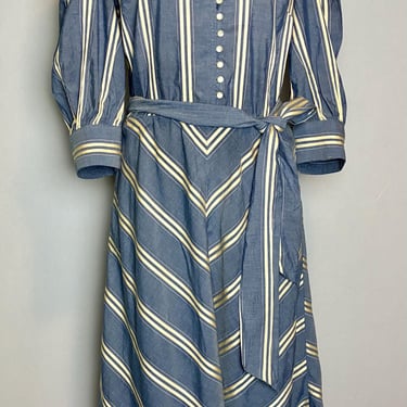 Vintage 00’s Ralph Lauren Chambray Striped Pioneer Prairie Dress - Size 6 