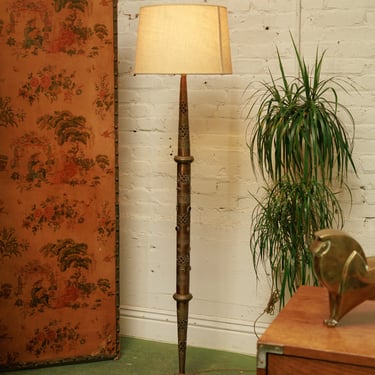 Brass Antique Ornate Glass Indian Lamp