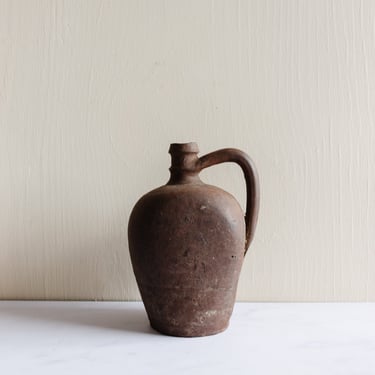 vintage french stoneware jug with flat sides