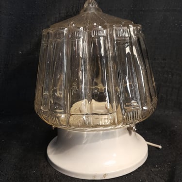 Textured Glass Vintage Light with White Base 5 X 7 X 5.5