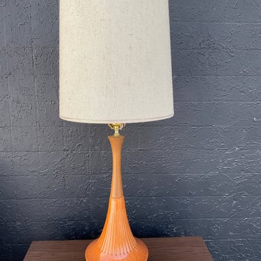 Orange 1960s Ceramic Lamp With Shade