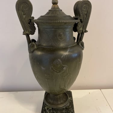 Marble Base Bronze Urn