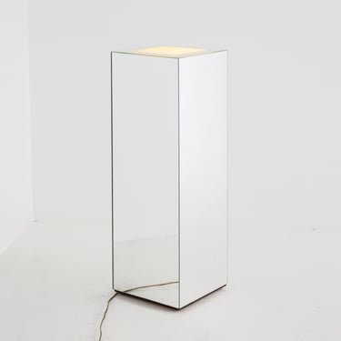 Tall Illuminated Mirror Pedestal, 1980s 