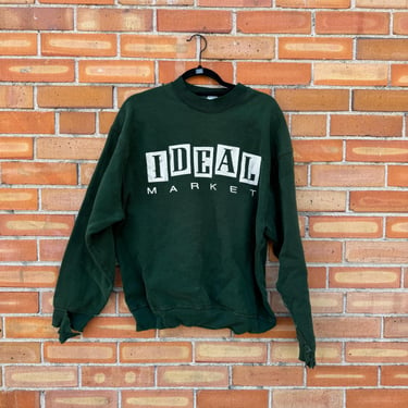 vintage 90s green ideal market sweatshirt / l large 