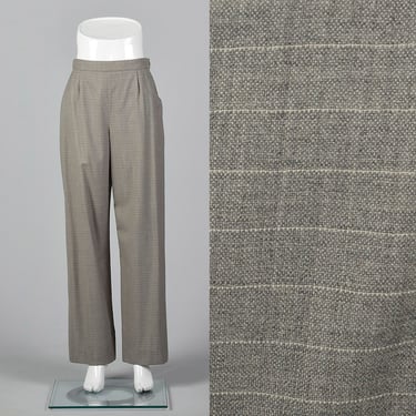 Medium 1990s Hermes Wool Pants Lightweight Wool Pants Gray Ivory Pin Stripes Elegant Separates Classic Style 90s Vintage 