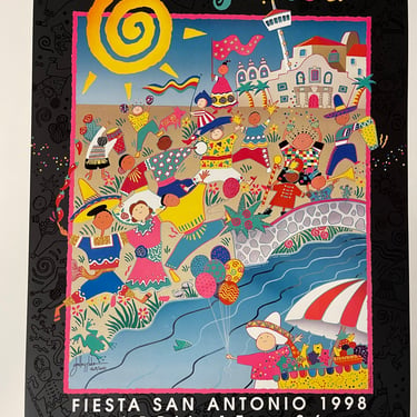 San Antonio Fiesta Poster Entitled ‘Let the Fun Begin’ Designed & Signed by Shelley Fluke, 1998, 468/600