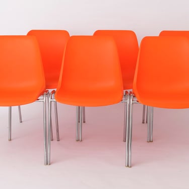 6 Stacking Chairs Vintage 1970s, Germany 