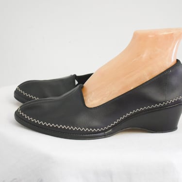 1940s Black Swankees by Rogers Wedges, Marked Size 8 