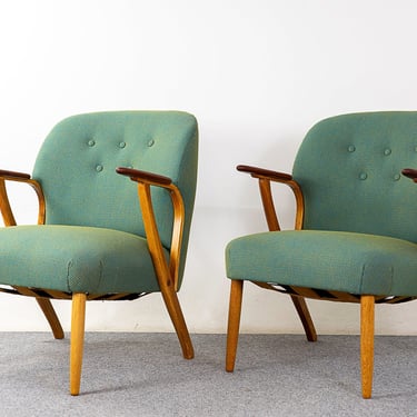 Oak & Teak Lounge Chair Pair - (321-249) 