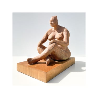 Vintage Modernist Nude Rubenesque Women Terracotta Sculpture Minimal Postmodern MCM Retro Abstract 70s 80s F. Kahn 