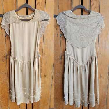 20s Cream Satin & Lace Dress AS IS  Junior Size / XS 