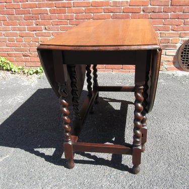 Antique Oak Table, Barley Twist Drop Leaf Gateleg Table, Scotland 1920 