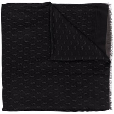 Saint Laurent Women Allover Logo Wool Scarf