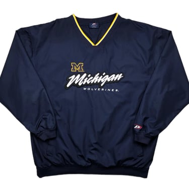 Vintage 90s Pro Player University of Michigan Wolverines Embroidered Windbreaker Pullover Jacket Size XL 