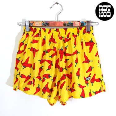 Quirky Yellow Jalepeno Peppers Novelty Print Running Shorts 