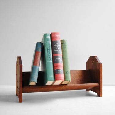 Vintage Wooden Book Rack, Handmade Wood Book Holder 