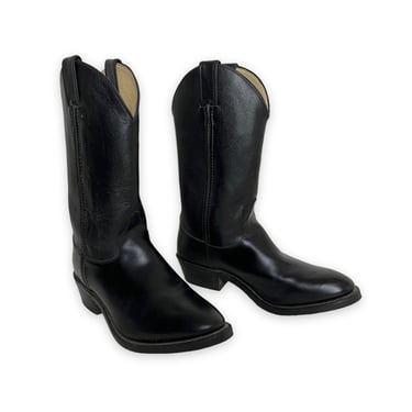 Vintage USA Made JUSTIN Black Work Boots ~ size 10 C ~ Western / Roper / Biker / Rancher ~ Pecos Style 