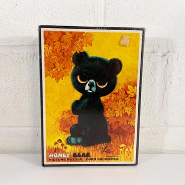 Vintage Honey Bear Puzzle Game Jigsaw 60s Game Hippie DIY Boho Wall Decor Complete Unused Big Eye Lee Cute Kitsch Kawaii 1960s 