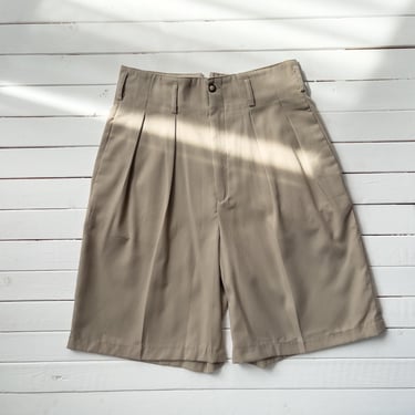 high waisted shorts 80s 90s vintage beige pleated trouser shorts 