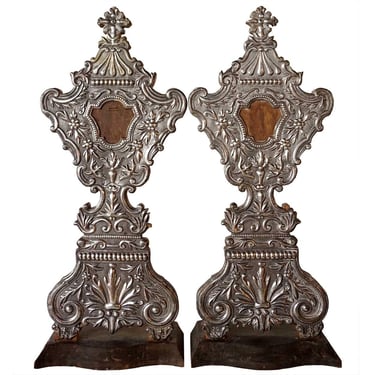 Large Pair of Antique Indo-Portuguese Silver Mounted Reliquaries 