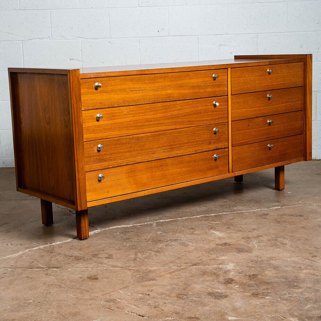 Mid Century Modern Dresser Credenza 8 Drawer Brown Saltman Walnut John