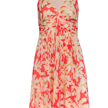 Diane von Furstenberg - Red & Cream Coral Reef Print Silk Dress Sz 4