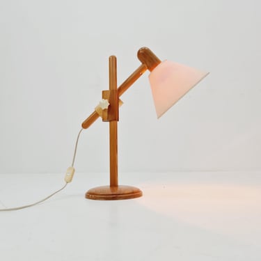 Vintage Danish PIne wood table lamp By LYS, 1960s 