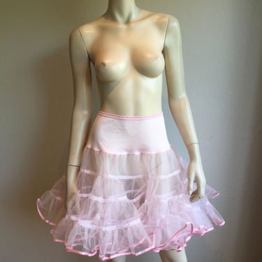 Happy Bubbles - Vintage 2000s Does 1950s Pale Pink Double Crinoline  Petticoat - Large 
