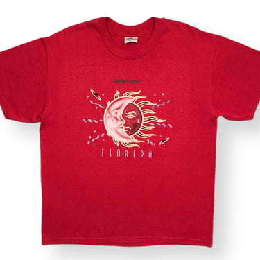 Vintage 90s Sanibel Island Florida Sun & Moon Destination/Souvenir Style Graphic T-Shirt Size Large 