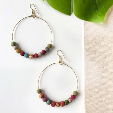 Kantha Hoop Earrings | Beads