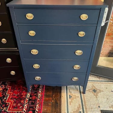 Blue painted chest of drawers, genuine mahogany! 34” x 21” x 48.5” Call 202-232-8171 to purchase