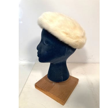 Vintage 60s Ivory Mink Winter Hat 