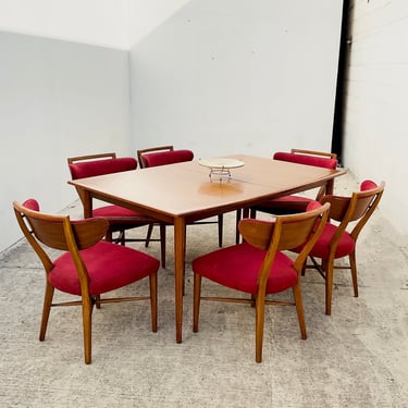 MCM Walnut Dining Set with Extendable Table Leaf