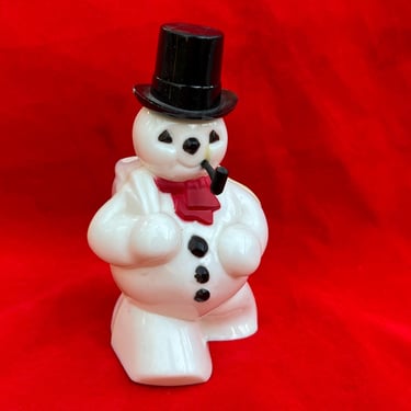 vintage Rosbro snowman hard plastic candy holder figurine 