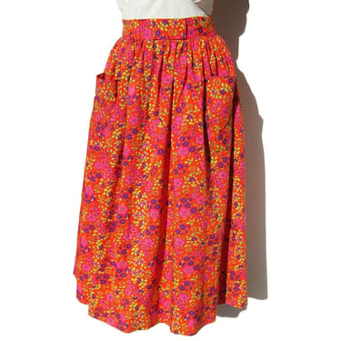 Vintage 70s Red Floral Pleated Skirt S – Styled by California Printsville 