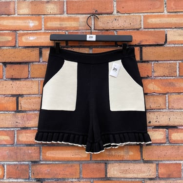 victor glemaud black and white ruffle knit shorts / m medium 