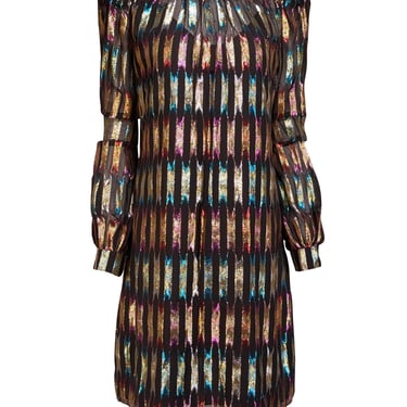 Trina Turk - Black w/ Gold & Multicolor Metallic Pattern Dress Sz 12